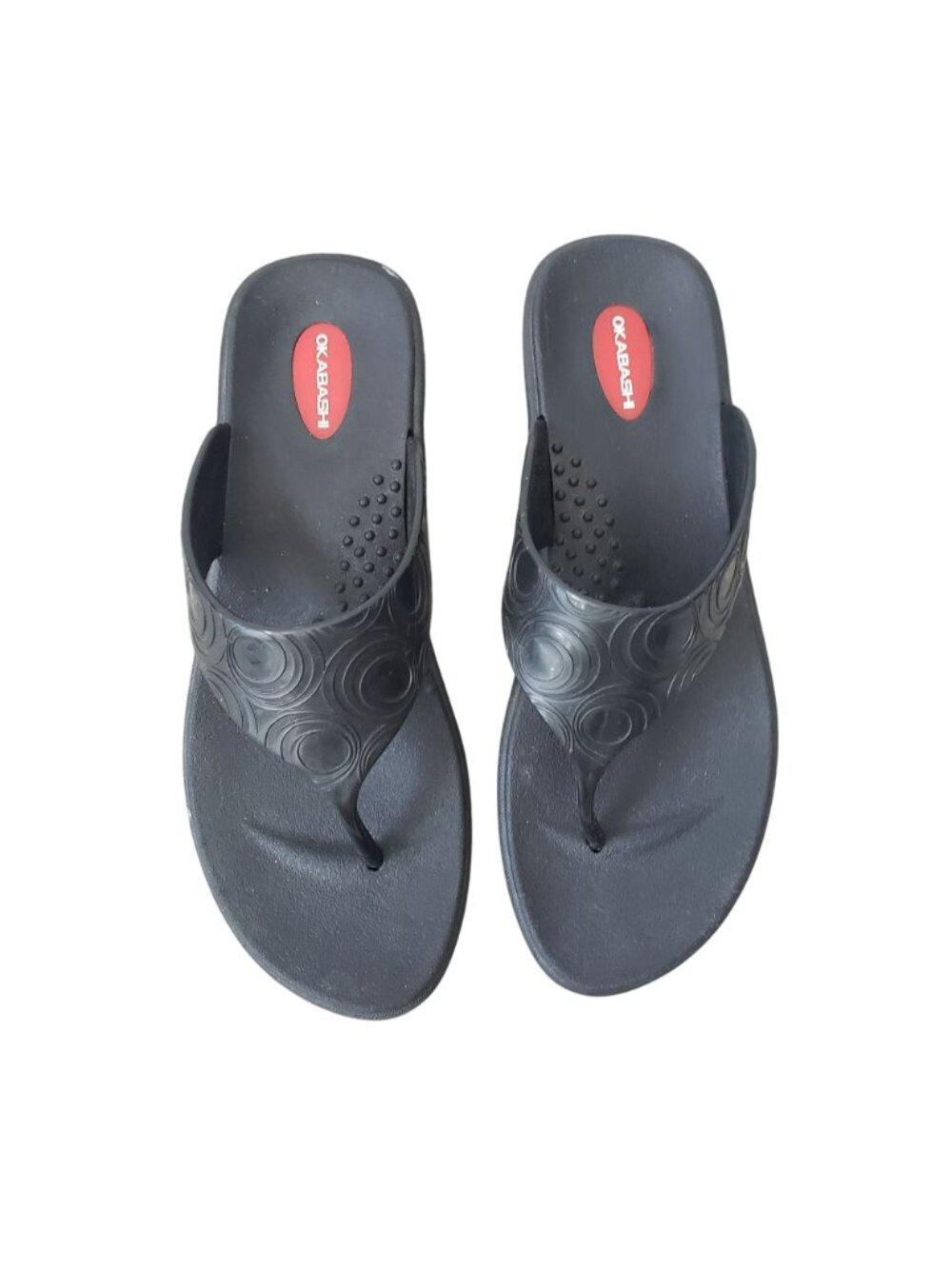 Okabashi Black Flip Flop Thong Orthopedic Sandals Arch Support Womens L - Picture 2 of 9